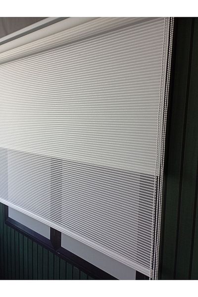 Lotus New Season Double Mechanism Trend Chain Patterned Gold Glitter Tulle Roller Blinds - Çizgiv3