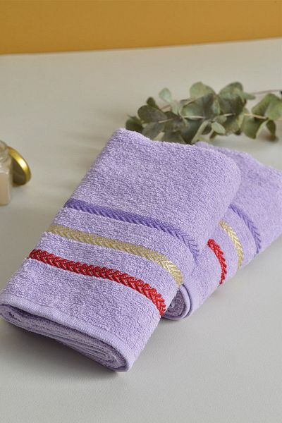 MaLana Havlu SET OF 4 MIXED COLOR 50 X 90 STRIPED HAND AND FACE TOWELS