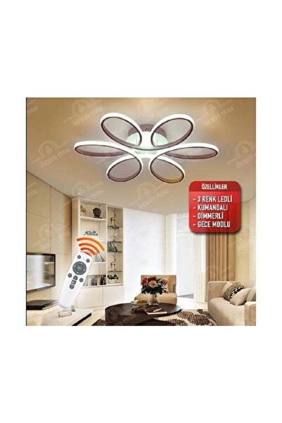Sanctum Avize Star Gri Kumandalı 3 Renk Ledli Dimmerli Plafonyer Modern Ledli...