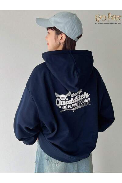 MODARİCH Hanorac oversize cu glugă Quidditch - imprimat bleumarin