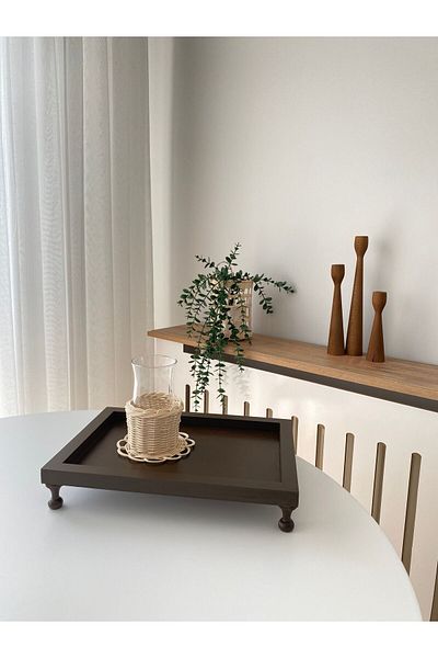 DEKORMED 24x34 Brown Decorative Wooden Tray/Candle Holder