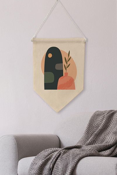 Postifull Κάλυμμα Boho Canvas Duar με μοτίβο φλόγας - Με κρεμάστρα, NO:476