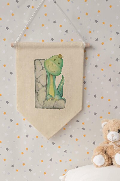 Postifull Kids Room Decor, Wall Ornament, Wooden Baby Room Decor, Canvas Pennant, Safari and Animal Letter L
