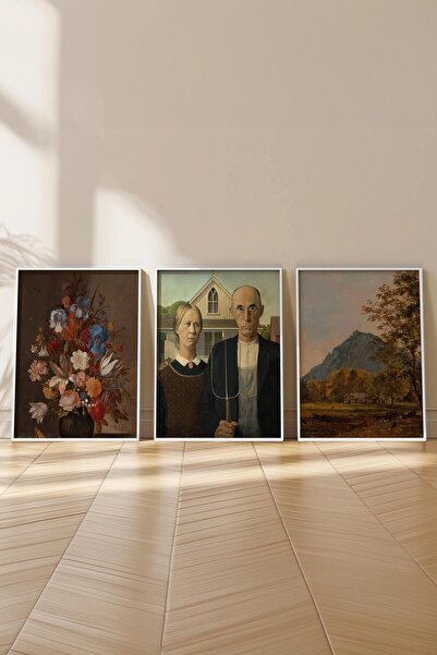 Postifull Vintage Painting Set,3 Pcs White Frame and Poster - Bedroom, Kitchen, Living Room Wall Decor