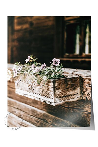 Postifull Rustic Çerçevesiz Poster, İskandinav Kahverengi Tablo, NO:77 Çiçekl...