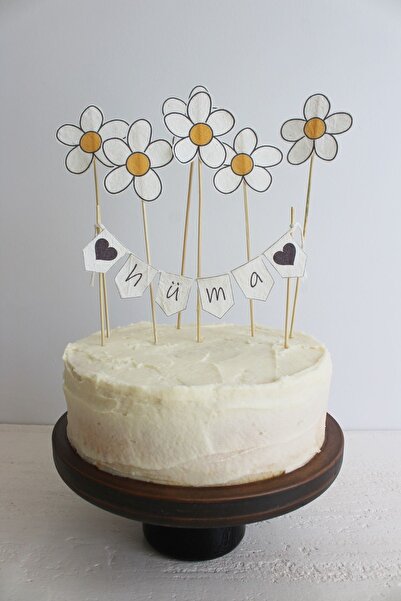 bymila İSME ÖZEL Pasta Süsü SETİ -İSME ÖZEL Doğum Günü Süsü SETİ-PAPATYA TEMA...