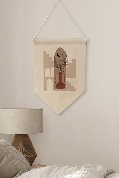 Postifull Κάλυμμα Boho Canvas Duar με μοτίβο φλόγας - με κρεμάστρα, NO:460