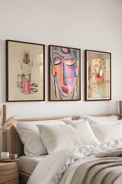 Postifull Set de picturi vintage, 3 bucăți cadru negru și poster - Decorare p...