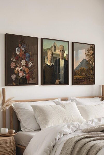 Postifull Vintage Painting Set,3Pcs Black Frame and Poster - Bedroom, Kitchen, Living Room Wall Decor