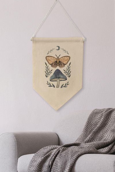 Postifull Κάλυμμα τοίχου Boho Canvas Pennant με κρεμάστρα, Διακόσμηση δωματίου Pinterest NO:506