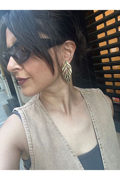 Hoop jewelery Design Large Form Leaf Earrings