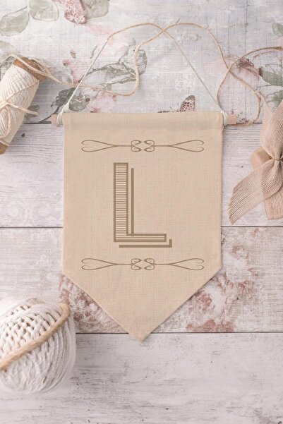 Postifull Kids Room Decor, Wall Ornament, Wooden Baby Room Decor, Canvas Pennant, Boho Monogram Letter L