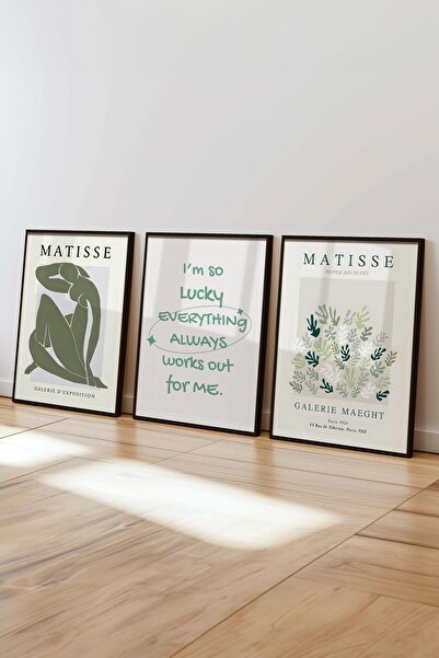 Postifull Matisse Painting Set,3Pcs Black Frame with Art Series Poster - Bedroom, Kitchen, Living Room Decor