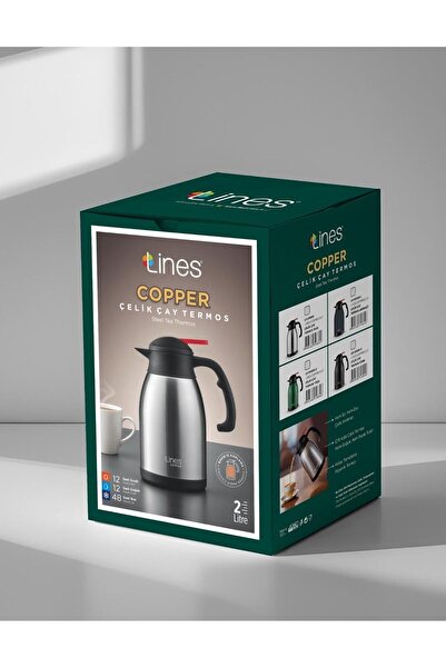 Lines 2 Liter Stainless Steel Copper Thermos - INOX