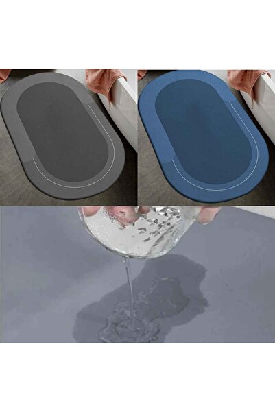 sengenegel Su Emici Paspas Şık Tasarım Abdest Paspası Kaymaz Taban Diatom Oval Paspas