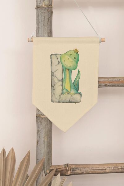 Postifull Kids Room Decor, Wall Ornament, Wooden Baby Room Decor, Canvas Pennant, Safari and Animal Letter L