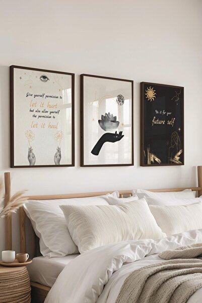 Postifull Vintage Painting Set,3 Pcs Black Frame and Tarot Poster - Bedroom, Kitchen, Living Room Wall Decor