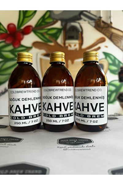 COLD BREW TREND by ugur cadirci Coldbrew 250ml - 3 Pieces Glass Storage Bottle with PVC Label
