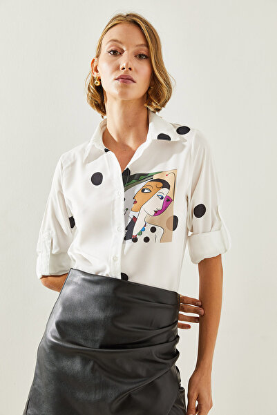 Bianco Lucci Puntíkatá dámská košile ve střihu – postava podrobně 22111 60251738