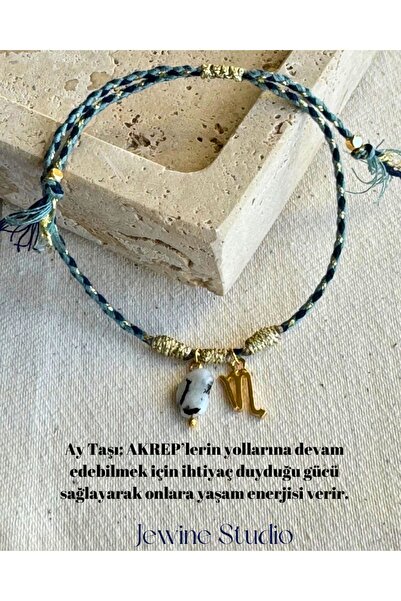 jewine studio Akrep Burcu Simgeli Ve Akrep Burcu Özel Ay Taşı Doğal Taşlı Ip ...