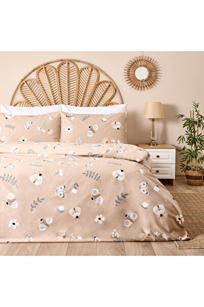 Evidea Butterfly Çift Kişilik Nevresim Takımı - Bej