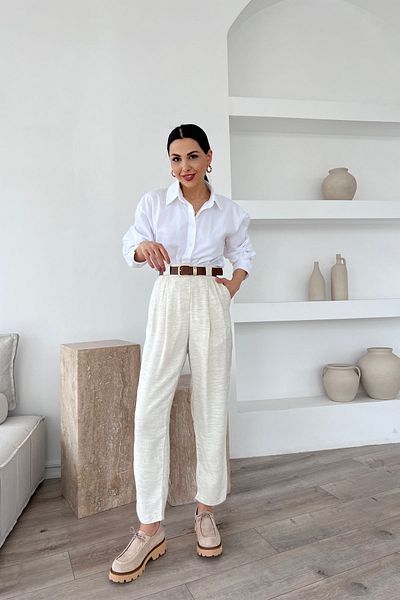 Seda Yalçın Atelier Linen Trousers - Natural Belt Accessory
