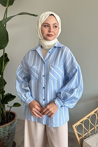 InStyle Ежедневна риза с бебешко синьо райе