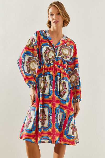 Bianco Lucci Chain Patterned Hooded Dress - Women's, Elastic Waist 21805 60251727
