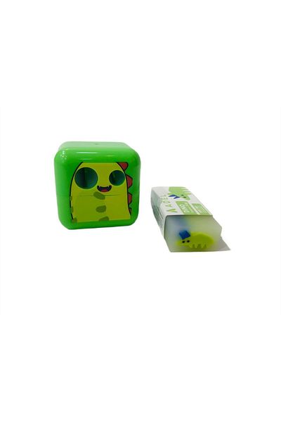 MLS KURUMSAL 7-piece Dinosaur Patterned Adel Stationery Set - Pencil, Eraser and Pencil Sharpener