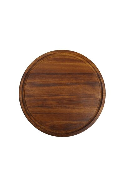 TRİO STEAKBOARD Yuvarlak Kanallı Tahta 36 cm