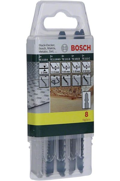 Bosch T Shank Jigsaw Blade Set, 8 Pieces | 2607019458