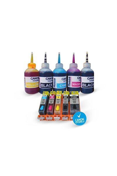 Canon PGI-5BK CLI-8C M Y BK (5 Renk) UYUMLU Dolan Kartuş Seti - DOLU - IP3300...