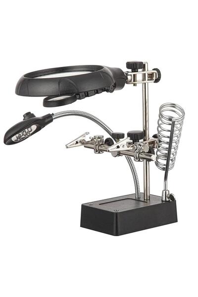 TLS Robotik Değiştirilebilir Mercekli LED Işıklı Büyüteçli Lehim Tamir Havya ...