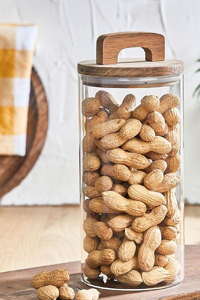 Vienev 3-Piece 1400 ml Jar with Wooden Lid and Holder