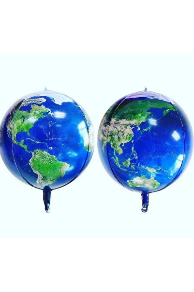 PARTİ AŞKI Mavi Renk Dünya Haritası Küre Folyo Balon 24 Inc & Uzay Konsept Pa...