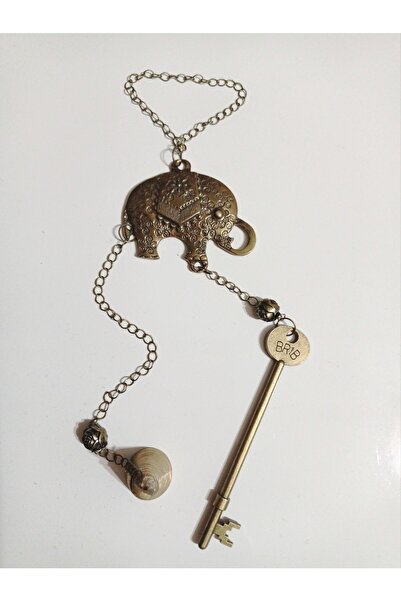 PİRAMİGO Feng Shui Bereket Fili Dilek Anahtarı Pirinç Zil Kapı Rüzgar Çanı