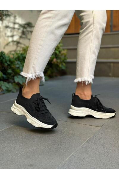 DİVA Γυναικεία αθλητικά παπούτσια Diva Black Stone με λεπτομέρειες από πλεκτό...