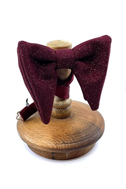 Kravatkolik Claret Red Glitter Large Groom's Suit Bow Tie P1702