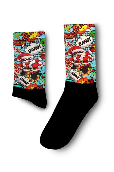 Genel Markalar Pop-Art Dab Noel Baba Noel Yılbaşı Çorabı - Unisex