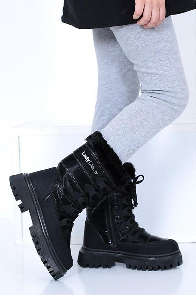 Azim Shoes Lady Classy Black Παιδικές μπότες χιονιού - Άνετη εφαρμογή, αθλητική σόλα, φερμουάρ και γούνα εσωτερικά