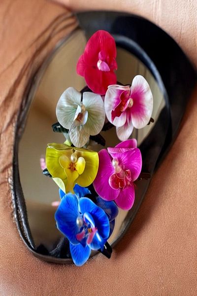 alsaccessories Модел с перлена орхидея с цвят на нар - фиба за коса и аксесоар за коса