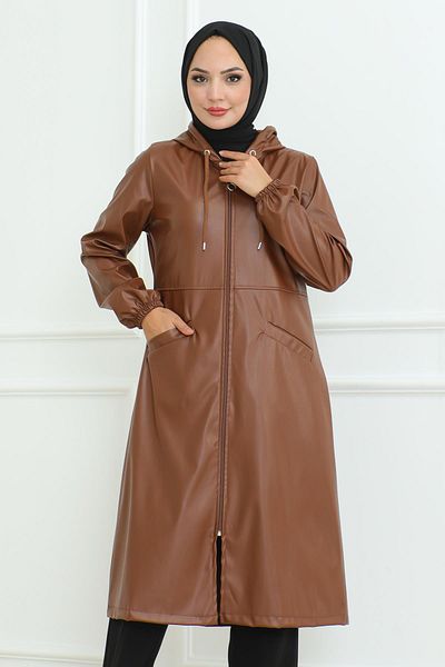 Modamihram Tan Cap 19213 - Leather Detailed