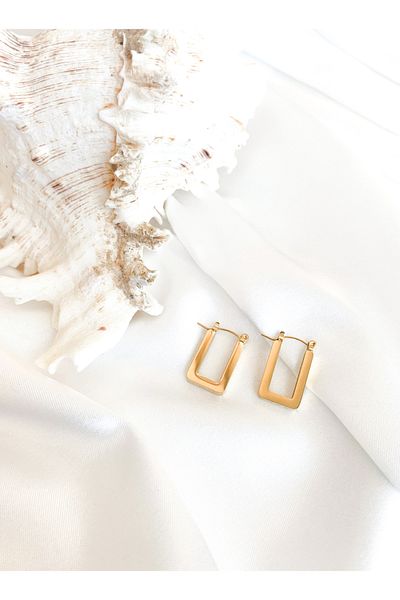 FREYA MODA Steel 316L Women's Gold Lucia Rectangular Earrings