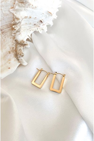 FREYA MODA Steel 316L Women's Gold Lucia Rectangular Earrings