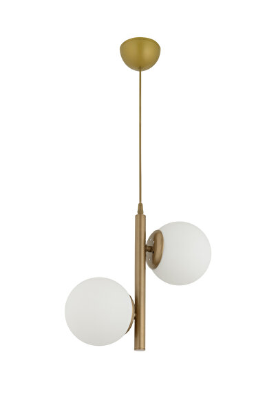 ŞL Şef Light Salkım 2'li Eskitme Beyaz Glop Camlı Modern Avize