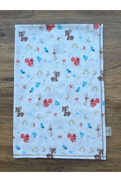 Fox&Sky 100% Organic Cotton Embroidered Baby Flannel Blanket |   80X120 cm Multi-Purpose Cover – White/Brown