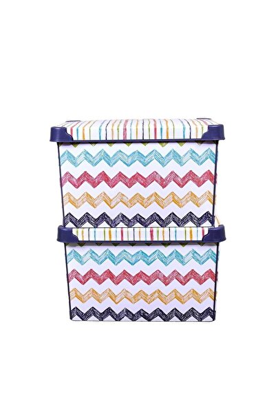 QUTU Style Box Colored Zigzag Plastic Decorative Box Set - 2x 20 Liters