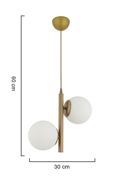 ŞL Şef Light Salkım 2'li Eskitme Beyaz Glop Camlı Modern Avize