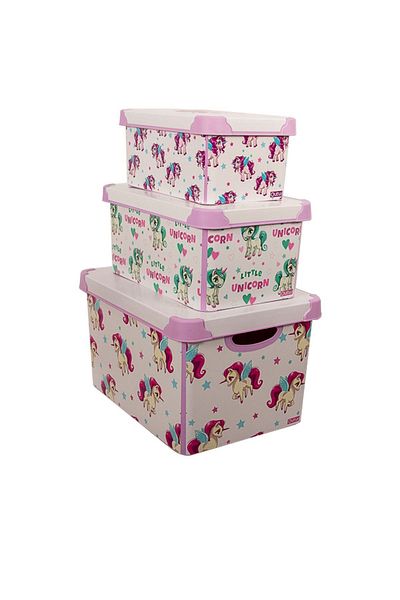 QUTU Set cutie de depozitare decorativă din 3 piese cu model unicorn - cutie stil