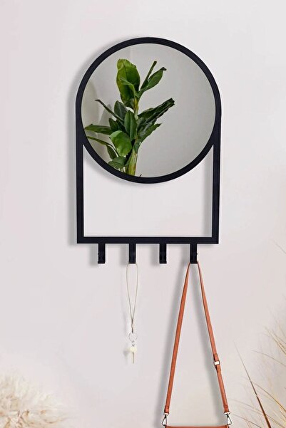 RARART Dekoratif Metal Yuvarlak Duvar Aynası - Trend Geometrik Ayna 40x62 Cm